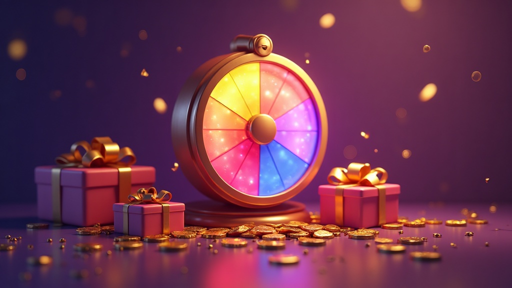 Bahatiz promotional sweepstakes prize wheel, gifts and coins